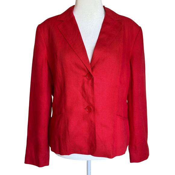 Talbots Irish Linen Blazer Women’s‎ 16 Red Lightweight Classic Jacket Workwear - Picture 1 of 7